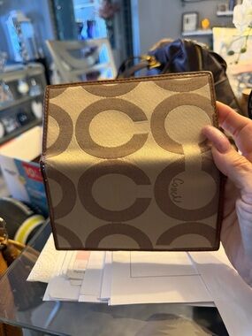 Coach Brown Signature Canvas Bifold Wallet